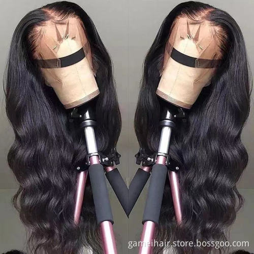 Raw Brazilian Cuticle Aligned Virgin Human Hair Full HD 4x4 5x5 Swiss Lace Closure Pre Plucked Body Wave Wig Lace Frontal Wig